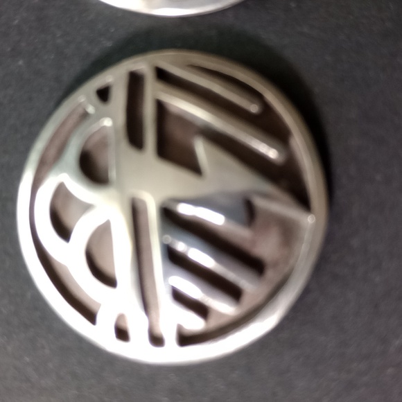 ThunderBolt Overlay Sterling Silver Round Stud Earrings - Picture 4 of 13